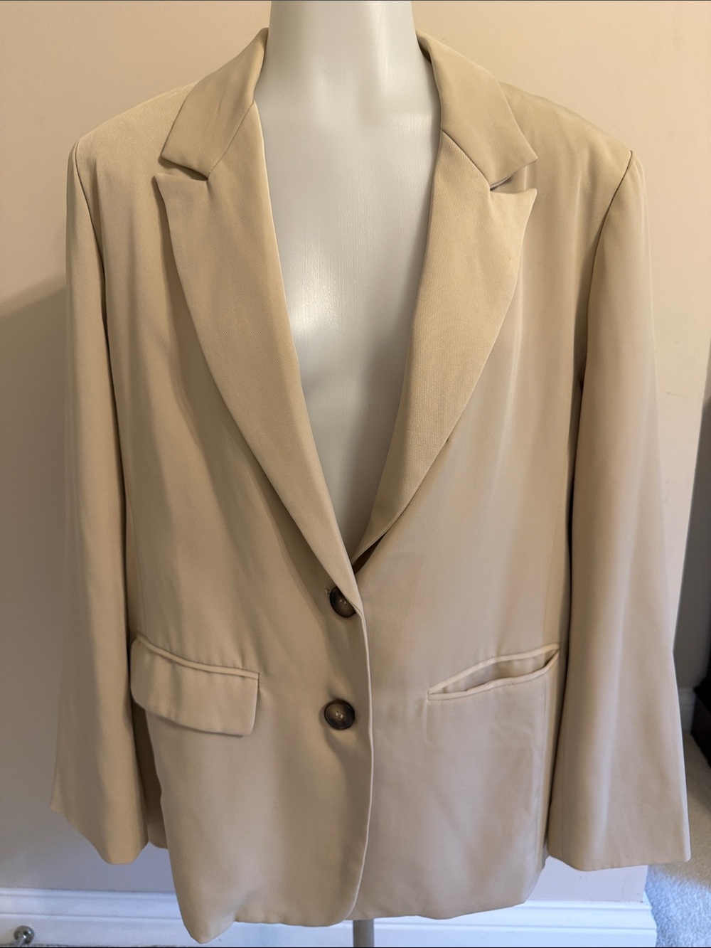 Women's Light Beige Single-Breasted Blazer